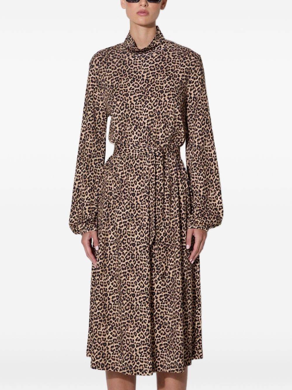 ✨A.P.C. | Dorothea Leopard Print High-Neck Midi Dress | Sz S - Picture 2 of 7